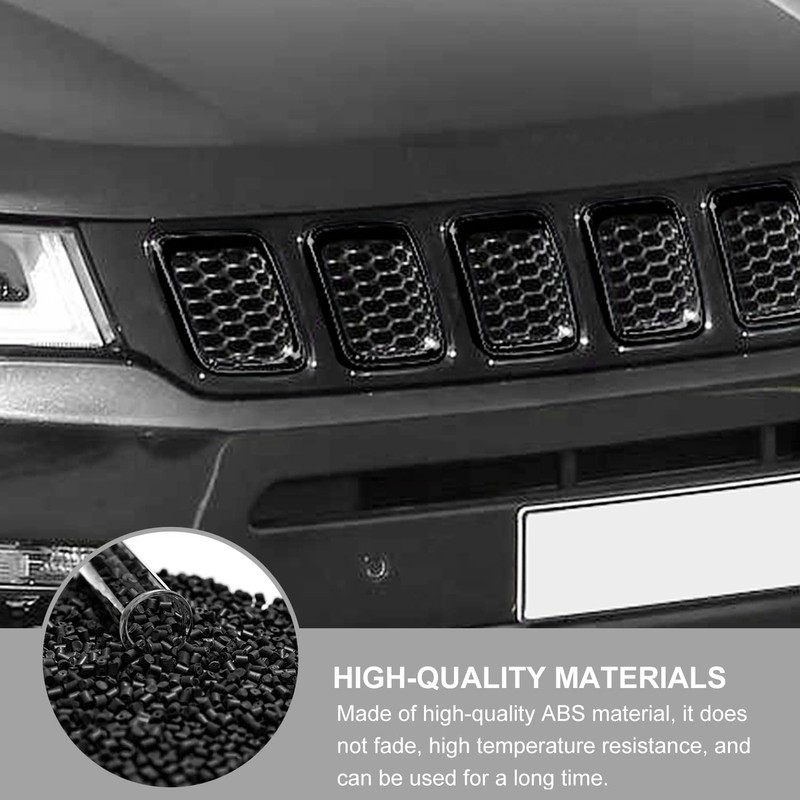 Jimen Compatible with Jeep Compass 2021-2023, 7PCS Front Grille Inserts