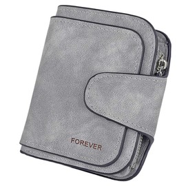 KELEEL Ladies Wallet Women Leather Clutch Purse Credit Card Coin Holder Bifold, Short Grey, 7.68 x 1.18 x 3.94 inch, Classic