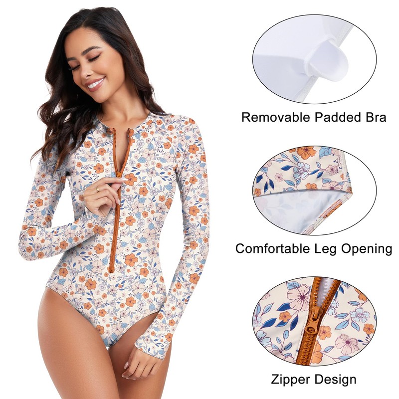 Century Star Long Sleeve Swimsuits Women Rash Guard Surfing Modest