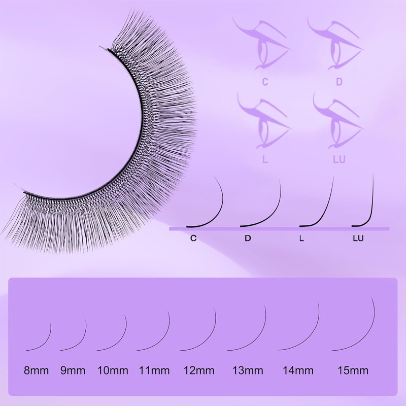 Natuhana 2D U Shape Lash Extensions Easy Fan Russian Volume