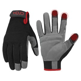 HANDLANDY Work Gloves for Men & Women, Utility Mechanic Working Gloves Touch Screen, Flexible Breathable Gardening Gloves for Yard Maintenance (Large, 1 Pair)