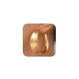 Gold Hoop Earrings for Women Wide Silver Hoop Earrings 14k Gold Plated Large Big Flat Huggie Hoops Earrings Trendy Hypoallergenic Chunky Gold Hoops Earrings Gold Statement Earrings Jewelry Gift for Women (Gold)