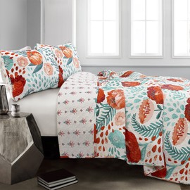Lush Decor Poppy Garden 3 Piece Quilt Set, Full/Queen, Multicolored