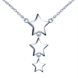 MicLee Women's Necklace 925 Sterling Silver 3 Stars Necklace Pendant 39.5 + 6 cm Chain Length with Gift Bag Great Gift for Mother Girlfriend