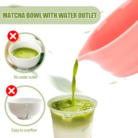 Matcha Set Pink, Matcha Set, Matcha Bowl with Pourer, Matcha Tea Bowl, Ceramic Bowl, Pink, 560 ml Is The Kitchen Beginners Latte