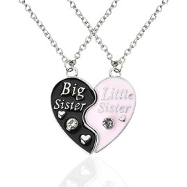 Little Big Sister Gifts for Women Sisters Matching Sister Necklaces for 2 Sisters Birthday Chrismas Gifts from Sisters Broken Heart Necklace for Female Twin Sisters Gifts for Friends Besties