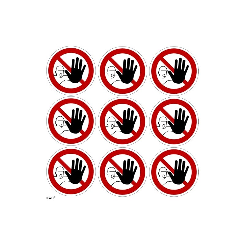 Access for unauthorised prohibited warning stickers, diameter, size: 50 mm