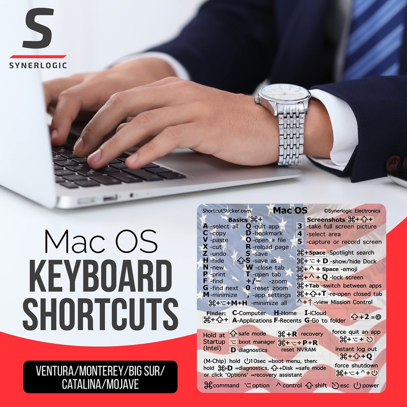 Synerlogic Mac OS Shortcuts Sticker for Air/Pro | Keyboard Stickers