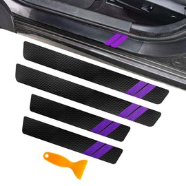 4PCS Car Door Sill Protector, Car Door Edge Guards, Carbon Fiber Auto Door Entry Edge Guard Sill Protection Sticker, Anti-Scratch Threshold Cover Strips for Most Vehicles (Purple, 4PCS)