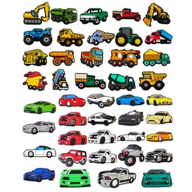 Pack of 43 Excavators, Truck & Car Shoe Pins Made of PVC - Technical Vehicles as Funny Shoe Charms for Children & Adults, Unique Shoe Decoration, DIY Shoe Accessories for Boys, Girls & Teenagers