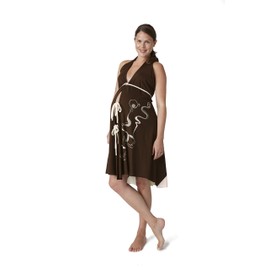 Pretty Pushers Cotton Jersey Labour Gown I Dream Of Coffee One Size (2-16 pre-pregnancy) Brown/Cream