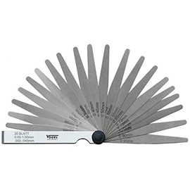 Feeler Gauge, 21 Blades 0,10-0,50 mm/.004-.020" 100 mm, with lock-nut