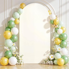 6FT Beige Arch Backdrop Cover,Spandex Fitted Wedding Arch Stand Covers Round Top Chiara Arch Covers Stretchy Backdrop for Birthday Party Ceremony Banquet Decoration