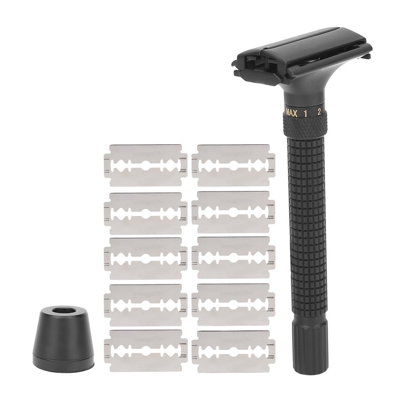 Men Manual Razor Blade Base Set Adjustable Brass Double Edge
