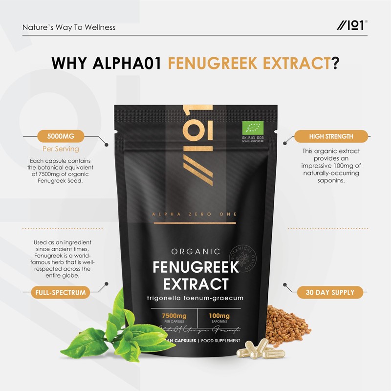 Organic Fenugreek Extract 7500mg - 90 Capsules (V) - High