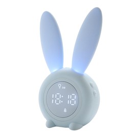 Digital Alarm Clock Cute Bunny Shape LED Night Light Luminous Digital Clock for Kids Bedroom Decor Blue