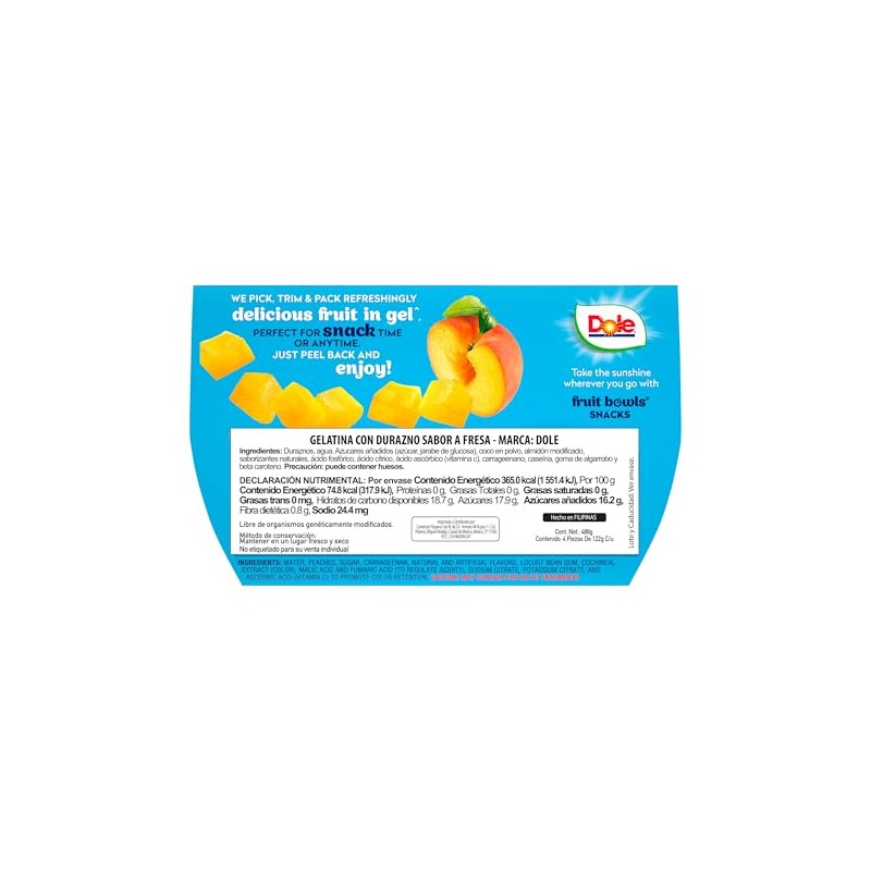 Dole Peach in Strawberry Jelly - Cuenco (4 x 113
