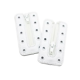 Soletec Leather Lace-in Boot Zipper Inserts for All Brands, Tieless Shoe Laces, 5 White Eyelets, 1 Pair, White