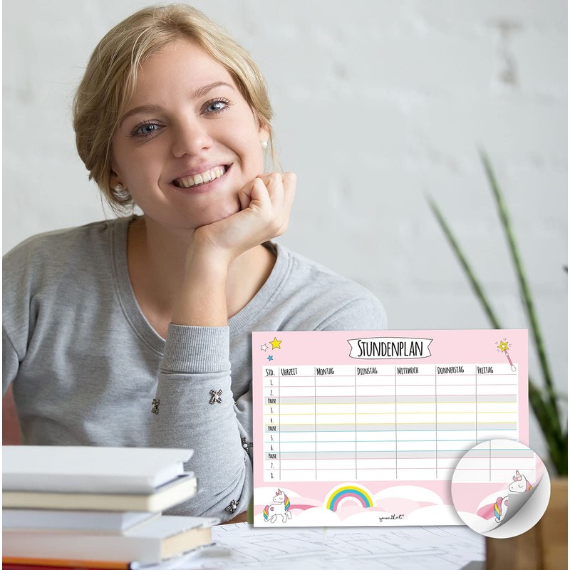 younikat Girl’s Unicorn Timetable, DIN A4, For Beginning School