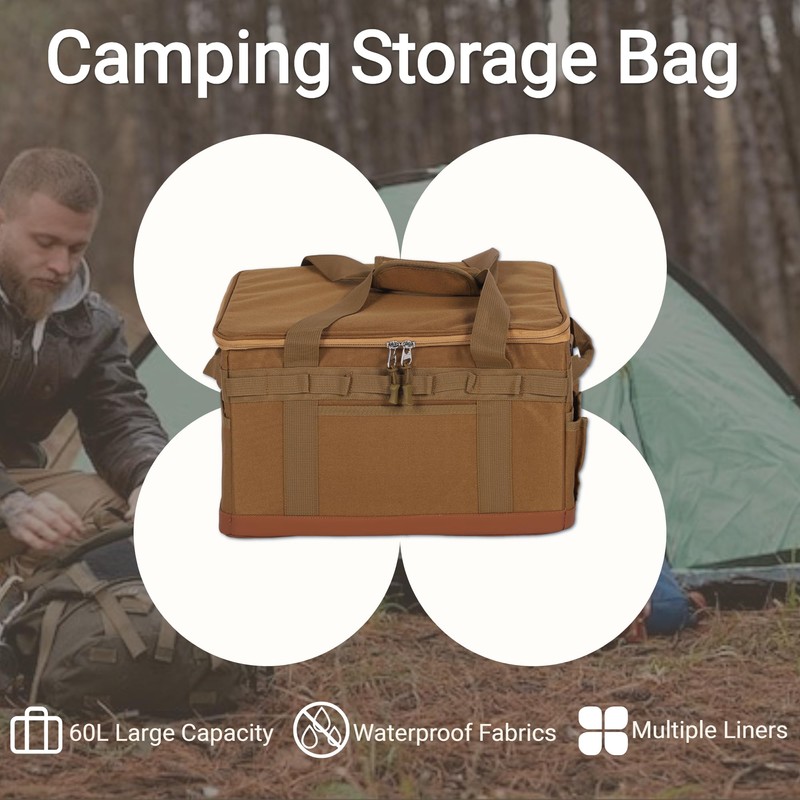 Tactical Camping Storage Bag, 30L Collapsible Bag with 3 Adjustable