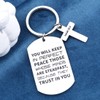 Inspirational Christian Keychain Gift Christmas Religious Key Chain for Men