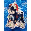 Miniature Schnauzer Dog Ornament with Santa Hat and Christmas Lights