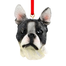 SICOHOME Boston Terrier Christmas Ornament - Boston Terrier Ornament for Christmas Tree Decorations Resin Boston Terrier Gifts for Women Men Boston Terrier Dog Lovers