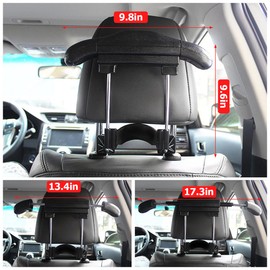 Bittwee Multifunctional Retractable Automotive Headrest Back Seat Coat Hanger Hook Organizer Holder for Clothes, Suits, Jackets, Shirts, Universal for SUV, Truck, RV