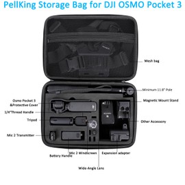 PellKing Case for DJI Osmo Pocket 3 Creator Combo Accessories - Large Portable Customized Hard Shell Travel Storage Bag with Detachable Strap, EVA Compartments, Non-Slip Handle