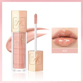 Lynlyulinger 02 Lip Gloss, Non-sticky, Glazing Color, Moisturizing, Glitter, Sheer, Glossy, Pulpull, Vertical Wrinkle Care, Hyaluronic Acid Blend