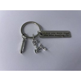 Hunting Lover Gift Keychain Couple Gift for Men I Love You More Than You Love Hunting Keyring Gift for Husband Boyfriend Dad Hunter Wildlife Outdoorsman Jewelry Valentines Day Christmas Birthday Gift