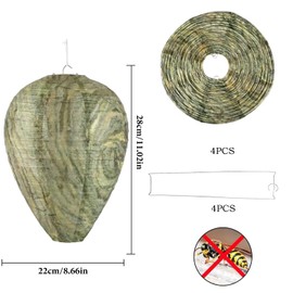 Pack of 4 Fake Wasp Nest, Mini Wasp Nest, Hanging Hornet Nest, Weatherproof Wasp Nest Bait for Home, Garden and Outdoor (Light Green)