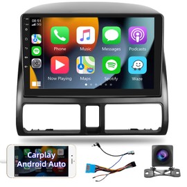 Android Car Stereo Radio with Wireless Apple Car Play Android Auto for Honda CRV 2002 2003 2004 2005 2006 podofo 9'' Touch Screen Bluetooth Car Radio with GPS Navi WiFi HiFi FM/RDS Backup Camera
