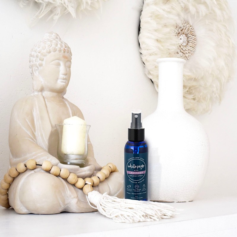 Moonwater Elixirs White Sage and Lavender Spray for Clearing Negative