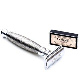 FREED Maquinilla De Afeitar Vintage De Doble Filo, Hecha A Mano, Con Grabado De Aleación Y 10 Hojas De Afeitar De Seguridad De Acero Inoxidable Japonés. El Mejor Regalo Para Hombres, Padres O Cumpleañ