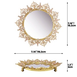 Vanity Tray, Ring Holder Jewelry Ornate Dish, Metal Decorative Makeup Tray for Vanity, Dresser, Bathroom, Bedroom
