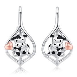 Scottish Highland Cow Earrings 925 Sterling Silver Animal Earrings Jewellery Gifts for Women Girls Animal Lovers, Sterling Silver