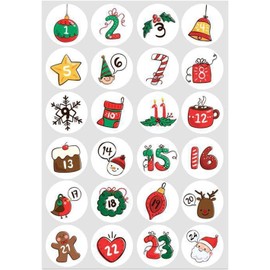 1-24 Advent Calendar Christmas Number Stickers,Advent Calendar Number Stickers Christmas Advent Calendar Stickers DIY Christmas Countdown Sticker for Xmas Advent Tags Seasonal Décor（8.3 * 11.8 inch）