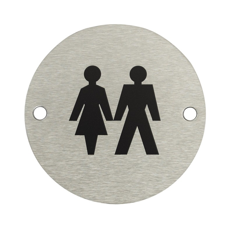 Fire Door Guru® Unisex Toilet Door Sign - 76mm Disc