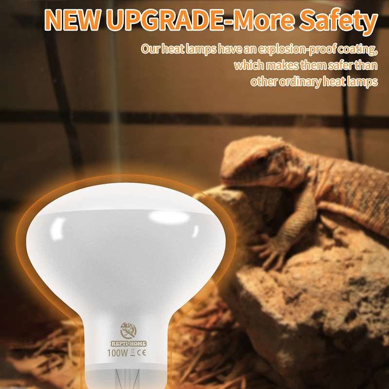 New Upgrade Reptile Heat Lamp Bulb (3rd Gen No Broken),