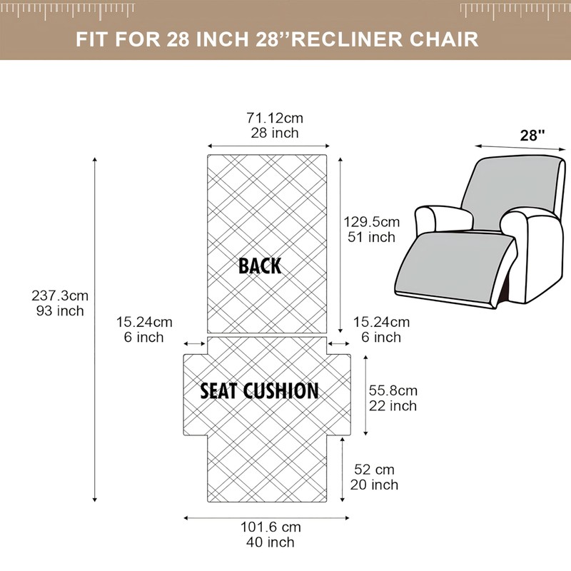 Genina Waterproof Oversized Recliner Chair Covers - 100% Protection, Non-Slip,