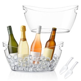 2-Pack Clear Acrylic Ice Buckets for Parties (5.5L Each) – Large Plastic Beverage Tubs with Scoops – Wine Bucket Chiller for Parties, Drink Buckets for Outdoor Events, Mimosa Bar, BBQ