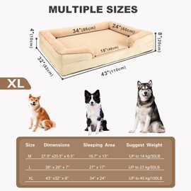 JOYELF Orthopedic Dog Bed for Extra Large Dogs, Foam Sofa Couch Bed, Bolster Waterproof Pet Bed with Removable Washable Cover and Nonskid Bottom, Durable Dog Bed Couch for Dogs - Khaki