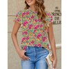 SimpleFun Womens Dressy Casual Tops Ruffle Short Sleeve Floral Shirts