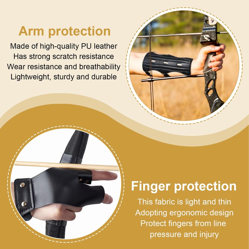Fhioevt Arm Guard Archery Leather Forearm Protection Archery Adjustable with