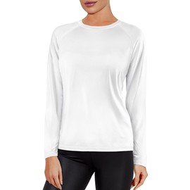 Long Sleeve Shirts for Women Sun UV Protection UPF 50 SPF T-Shirts Hiking Clothes Lightweight Breathable Beach Running Workout Shirts White M