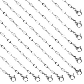 SMYHTGLIF 12 piezas de cadena de acero inoxidable de plata de 16 pulgadas a granel, cadena de joyería de labios hecha a mano para hacer joyas