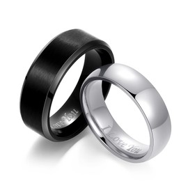 Adreamz Promise Ring for Her Couple Ring for Him and Her I Love You Silver Stainless Steel Wedding Band Engagement Ring 8