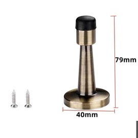 Door Stopper, Bronze Door Wall Protector Brushed Brass Door Stop Antique stoppers Zinc Alloy and Rubber Anti-Collision Holder Home Hotel Office Accessory