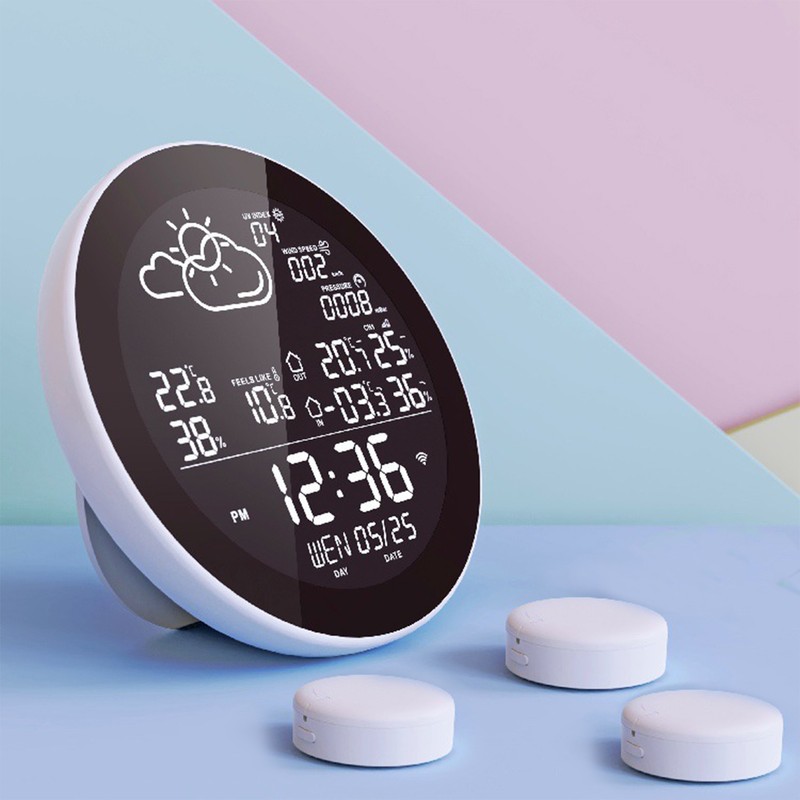 Tuya Wifi Smart Weather Station with Clock Indoor and Outdoor